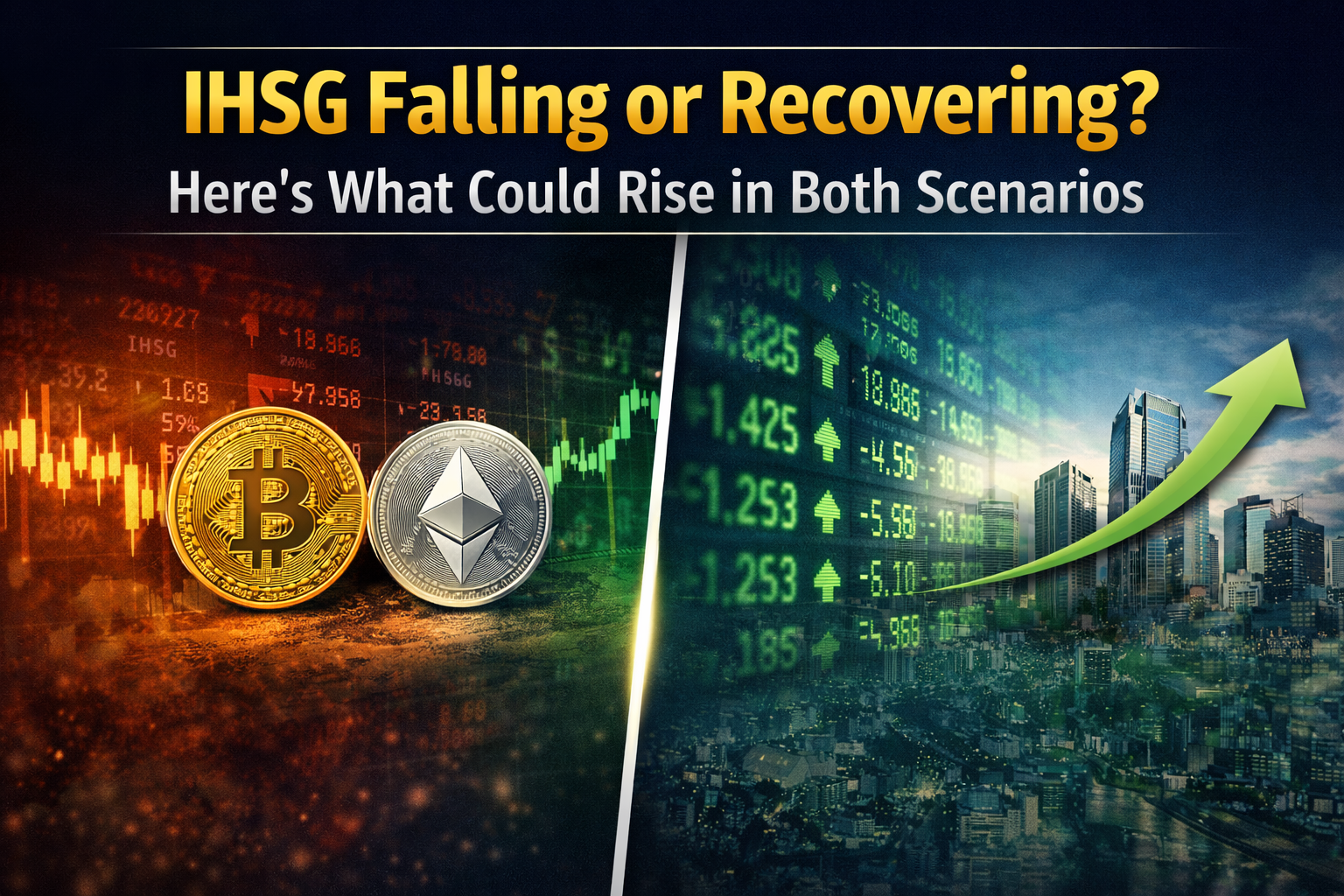 IHSG market volatility showing crypto and stock opportunities during market decline or recovery