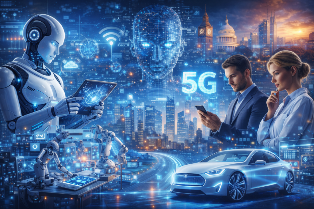 Advanced technology in the West showing artificial intelligence, automation, and digital connectivity